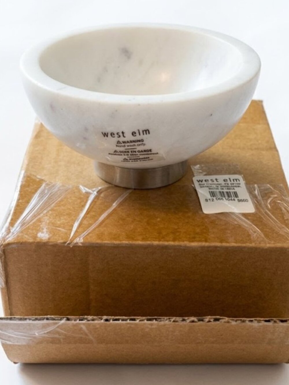 West Elm Marble and Copper Dip Bowl in White - New in Box